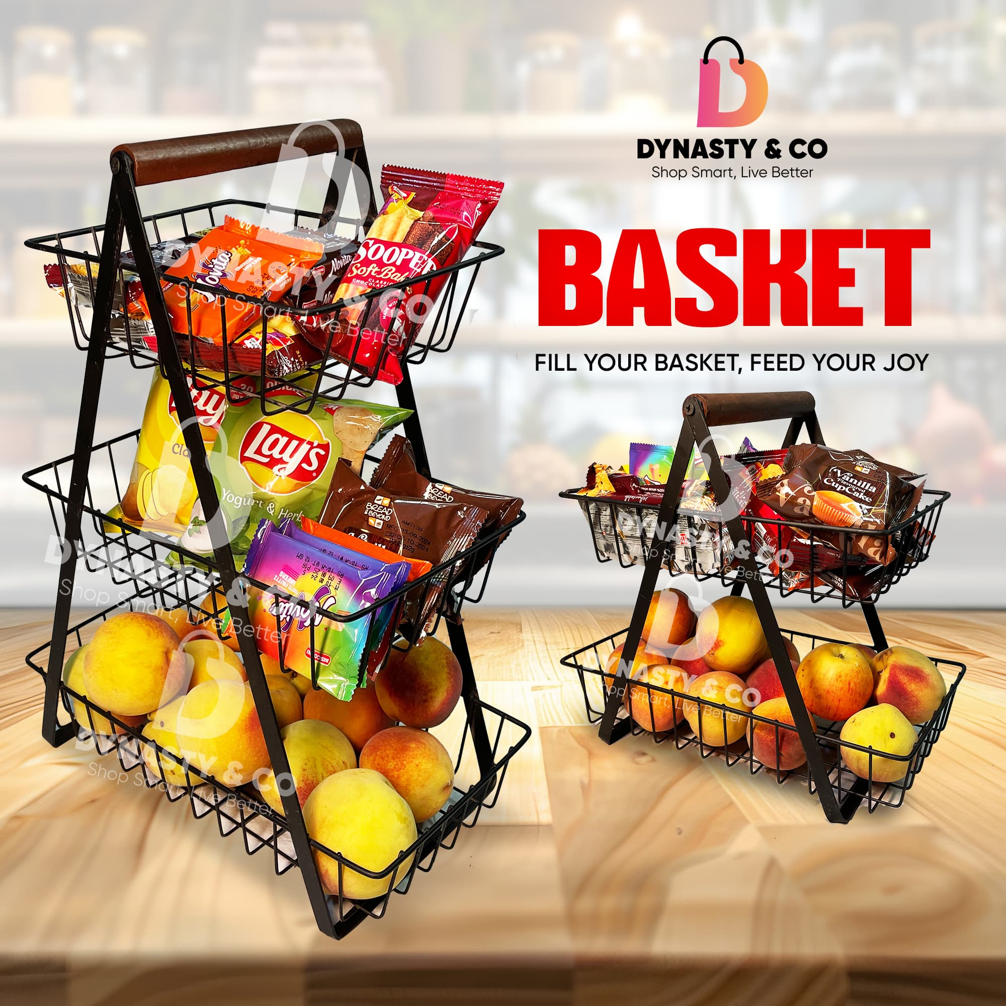 3 Tier Wooden Fruits & Vegetables Basket