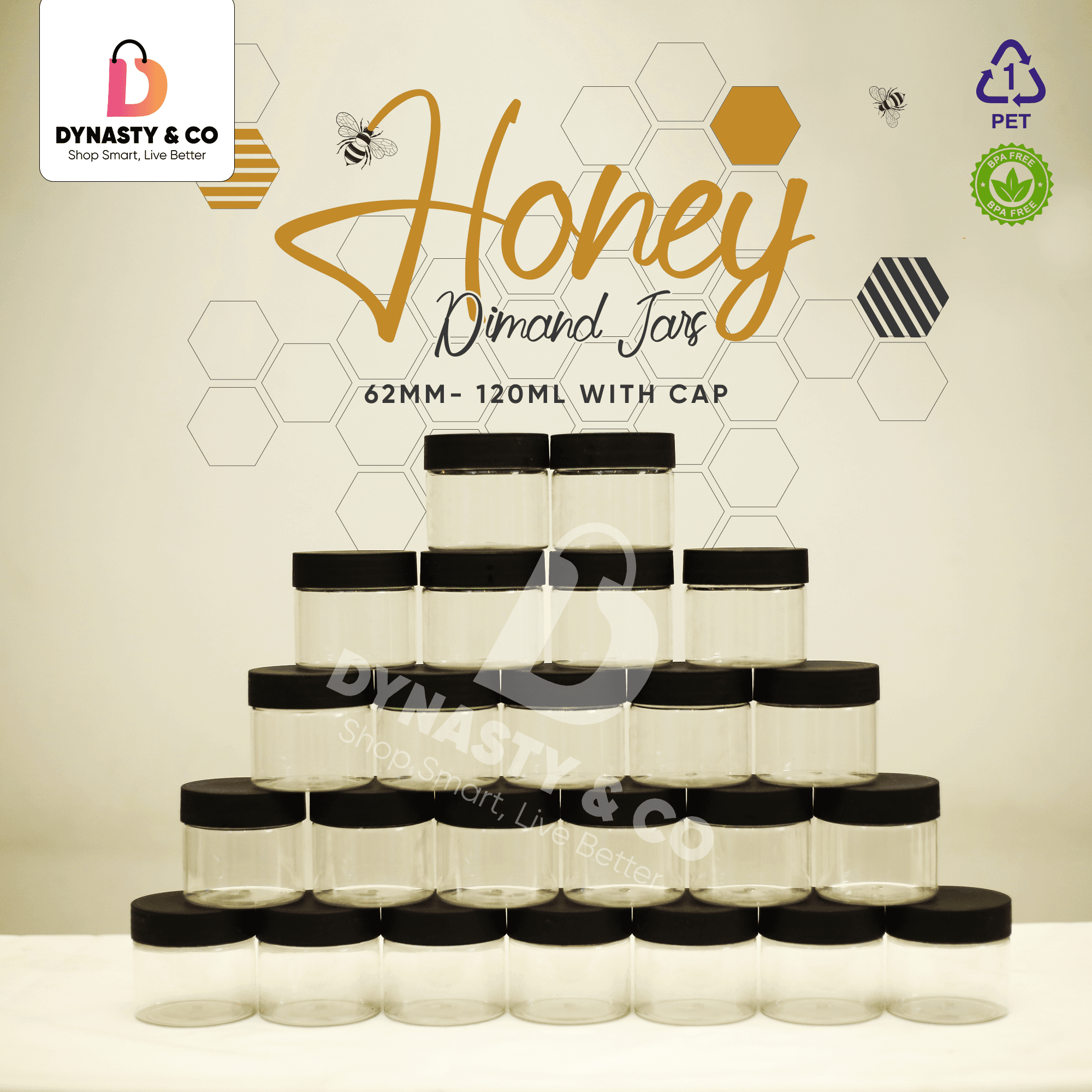 Clear Plastic Storage Jars – 120ML (62MM) with Lids