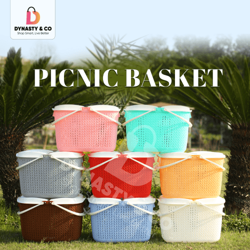 Elegant Picnic Basket with Lid & Handle – 8 Colors